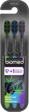 Набір зубних щіток BIOMED Black середньої жорсткості 3 шт.