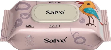 Серветки вологі дитячі Salve з клапаном (рожеві) 120 шт.
