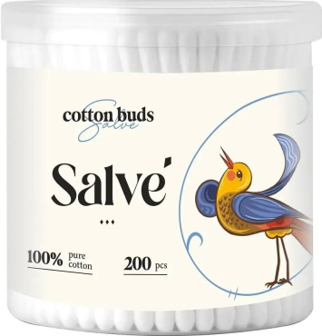Ватні палички Salve в круглому стакані 200 шт.