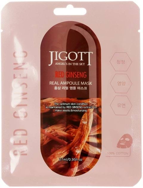 Jigott Маска ампульна з червоним женьшенем Red Ginseng Real Ampoule Mask, 27 мл