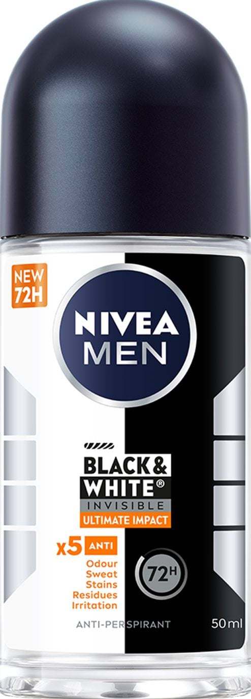 Антиперспірант NIVEA MEN ULTIMATE IMPACT чорне та біле невидимий кульковий 50 мл