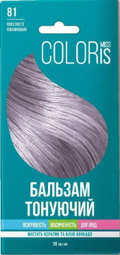 Тонирующий бальзам для волос Miss Coloris Пепельно-платиновый №81, 30 мл