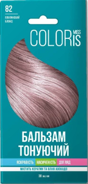 Бальзам тонуючий для волосся Miss Coloris Платиновий блонд №82, 30 мл