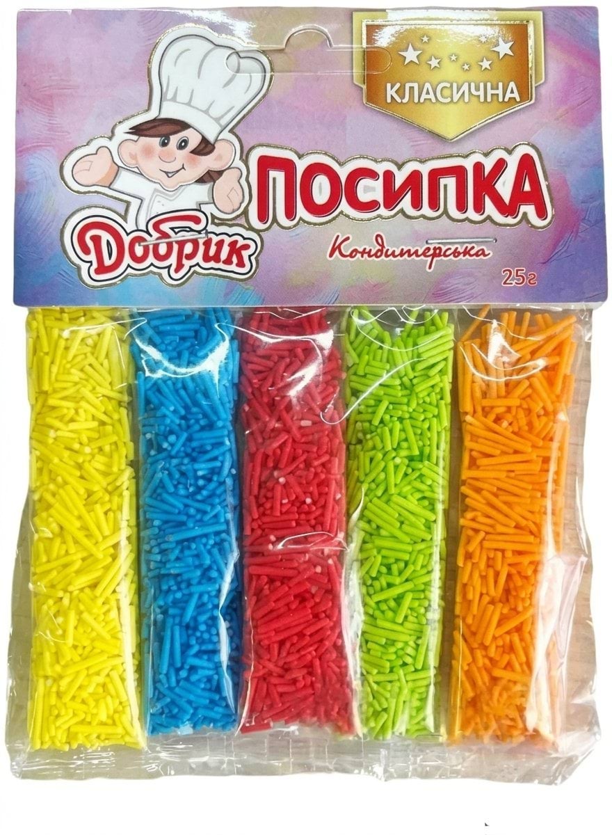 Посыпка кондитерская Добрик 5 цветов с натуральными красителями палочка 25 г фото 1