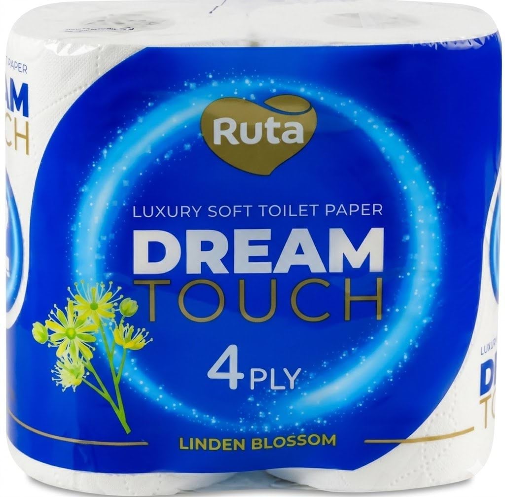 Рута папір туалетний Dream touch Linden 4-шаровий білий , 4шт