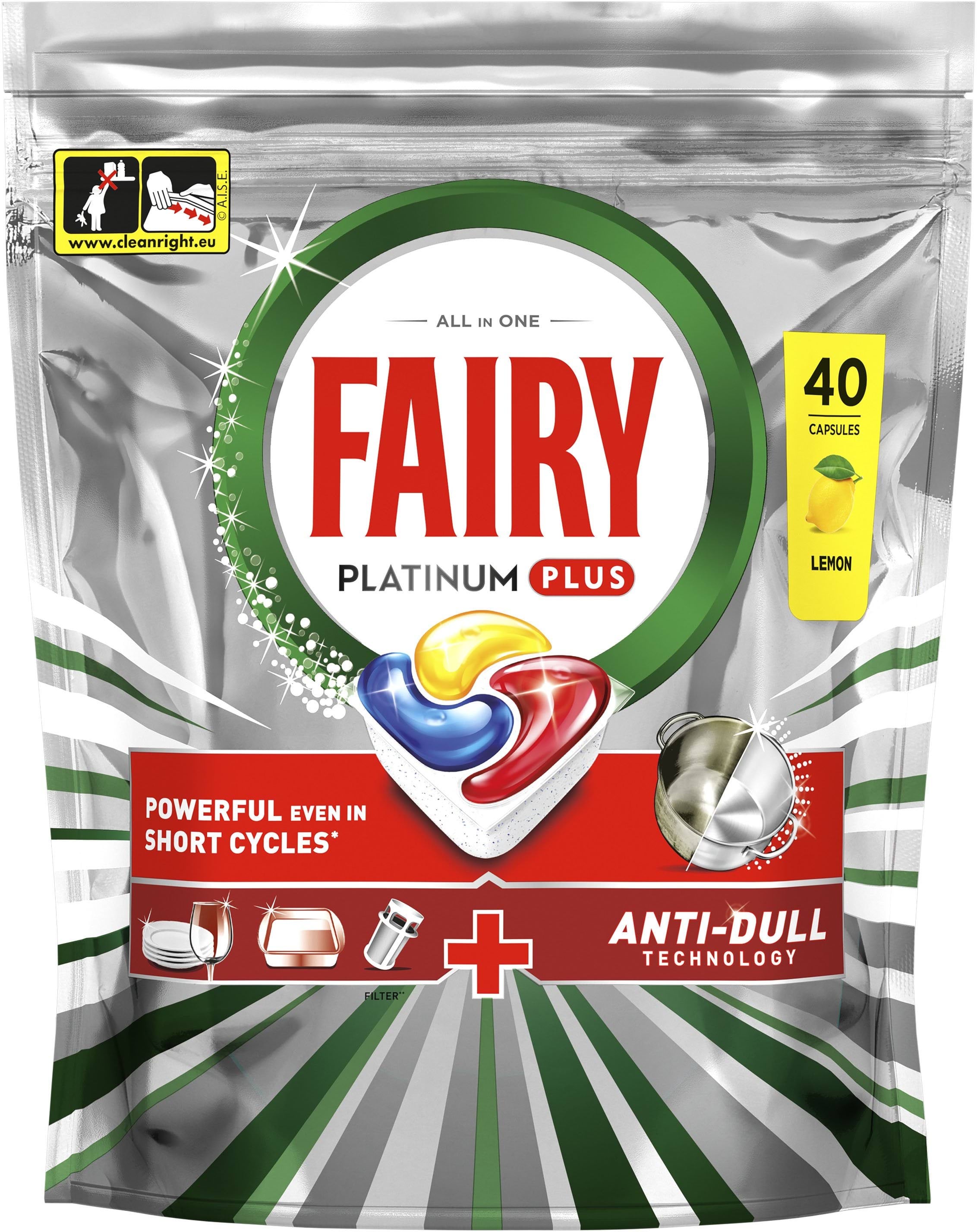 Fairy капсули д/посудомийних машин Platinum Плюс Все в Одному Лимон, 40шт