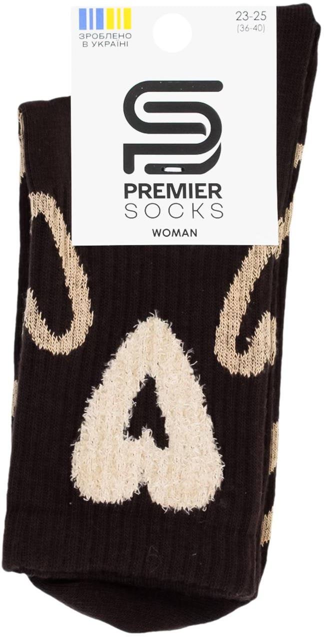 Premier Socks шкарпетки жіночі класичні з пухнастим серцем р.23-25, коричневі