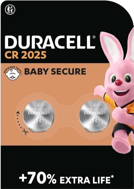 Duracell літієвий елемент живлення CR2025 3V, 2шт