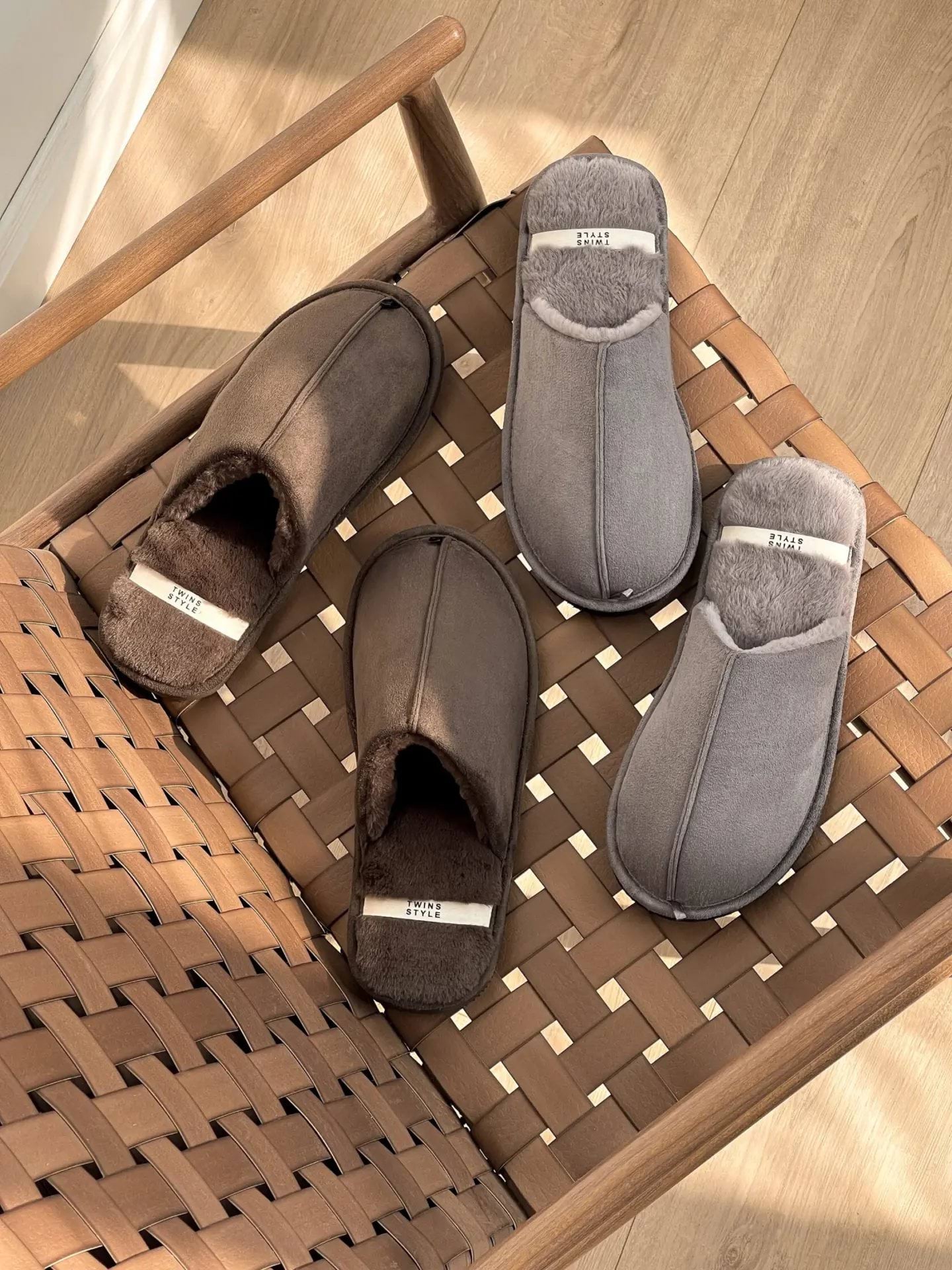 Домашние тапочки Twins HS-LUX замшевые с мехом цвет коричневый р. 40/41 фото 14