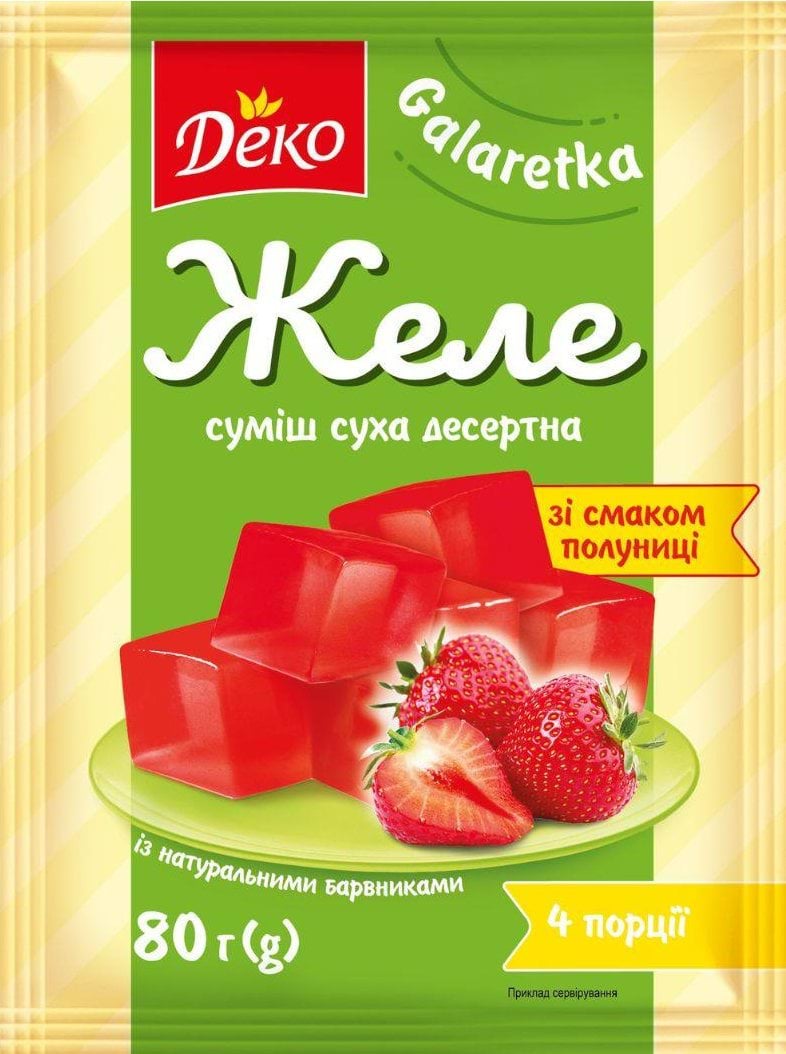 Деко Желе зі смаком полуниці 80г, 1 шт
