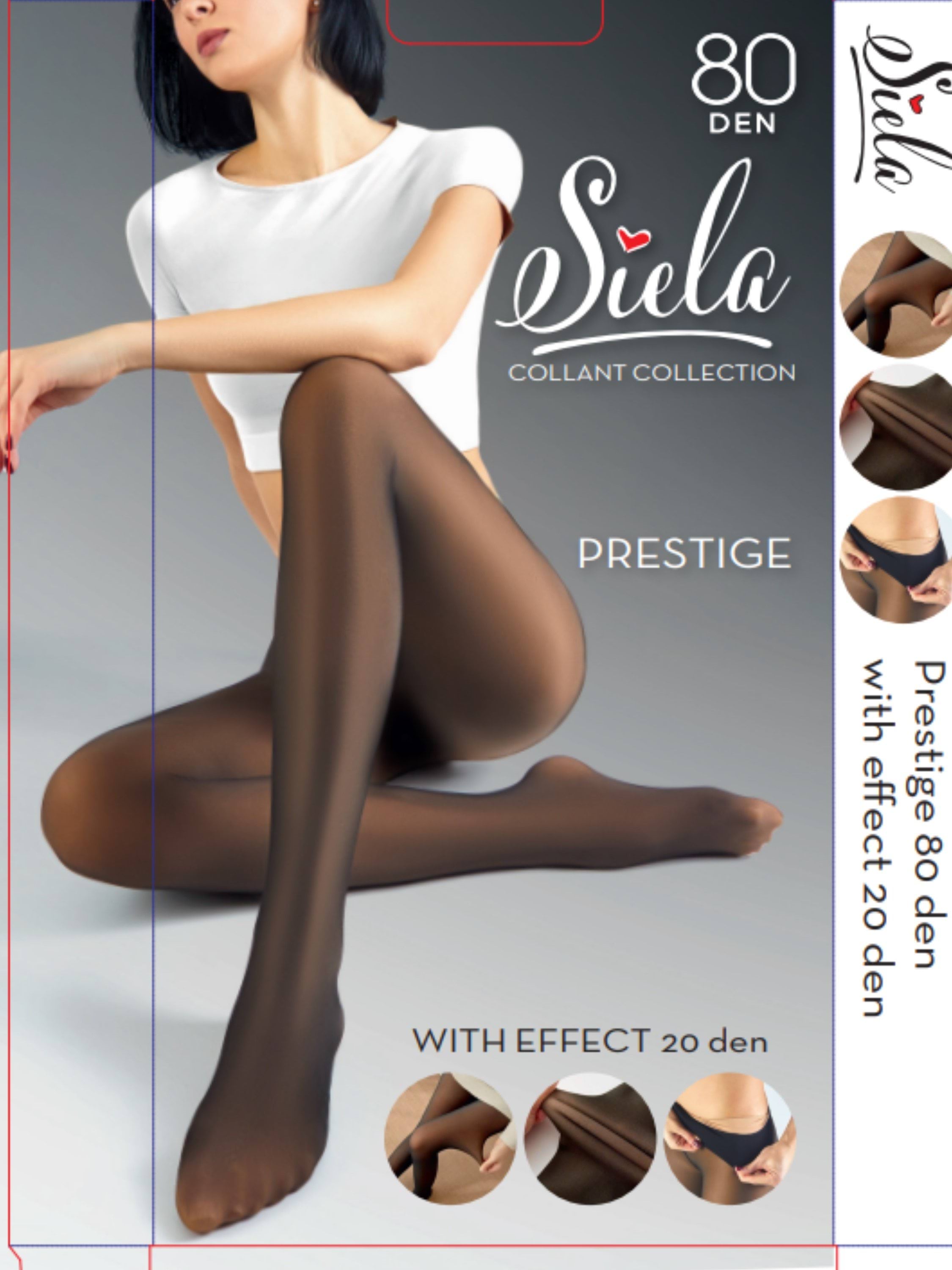 SIELA Колготи жіночі  PRESTIGE 80 with effect 20 DEN nero, S