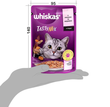 Корм для кошек Whiskas Tasty Mix влажный с лососем и морковью в соусе 85 г фото 5