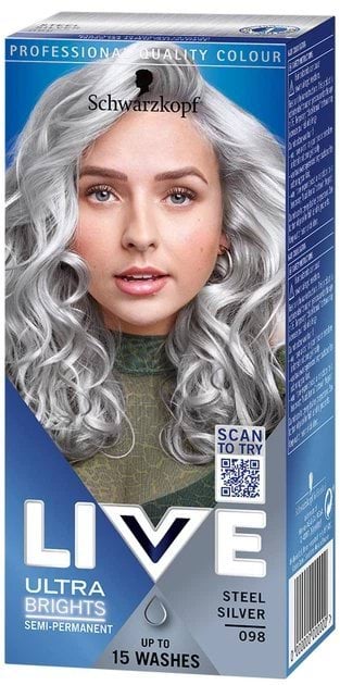 Краска для волос Schwarzkopf Live Ultra Brights 098 Steel Silver