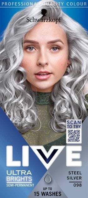 Краска для волос Schwarzkopf Live Ultra Brights 098 Steel Silver фото 2
