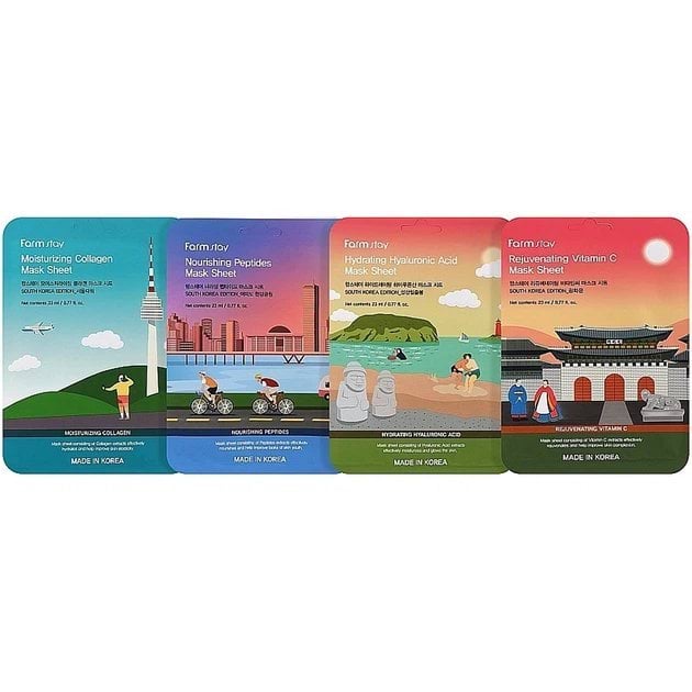 Набор тканевых масок FarmStay Trip To Korea Facial Mask Sheet 12 Combo Pack - 23 мл х 12 шт. фото 1