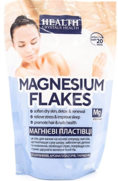 Соль для ванн Crystals Health на основе хлорида магния Магниевые хлопья 500 г фото 1