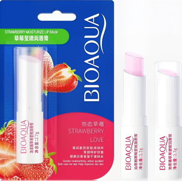 Бальзам для губ BIOAQUA Strawberry Rippling Lip Balm с клубникой 2.7 г фото 1