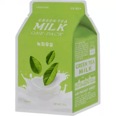 Маска тканинна для обличчя A'PIEU живильна Зелений чай Milk One-Pack, 21г