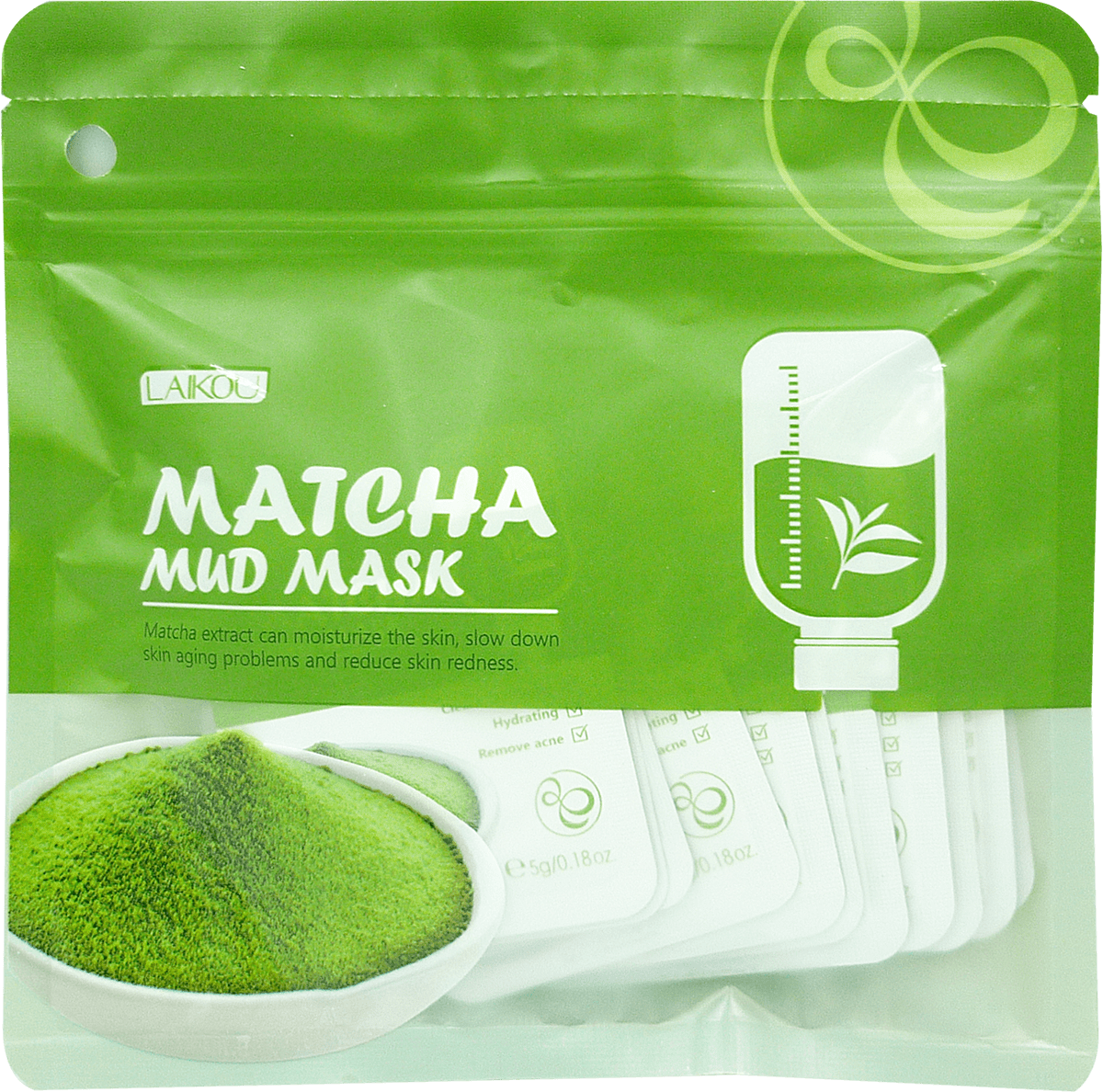 Маска для обличчя Laikou Matcha Sleeping Face Mask нічна із зеленим чаєм 5 г x 12 шт.