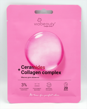 Маска для обличчя Via Beauty Ceramides + Collagen інтенсивне відновлення та розгладження 25 г фото 1