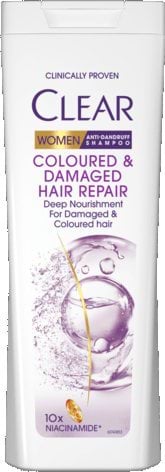 Шампунь для волосся проти лупи CLEAR Coloured&Damaged hair repair для пофарбованих та пошкоджених, 360 мл
