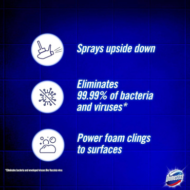 Спрей-піна Domestos Power Foam для чищення унітазу та ванної проти нальоту 435 мл фото 1