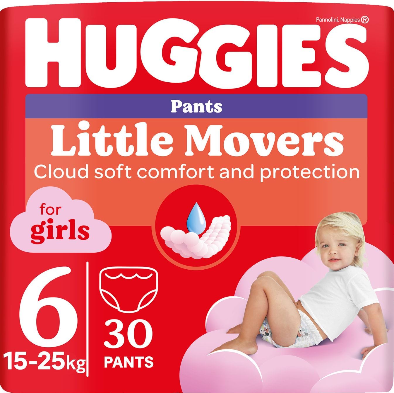 Huggies трусики для дівчаток Pants 6 р, 30 шт