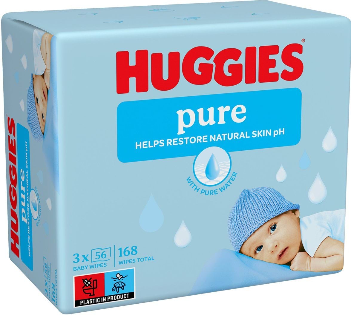 Волога серветка Huggies Pure 2 + 1, 168 шт.