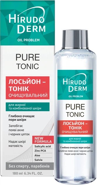 Лосьйон-тонік для обличчя Hirudo Derm для жирної та комбінованої шкіри PURE TONIC Oil Problem, 180мл 1