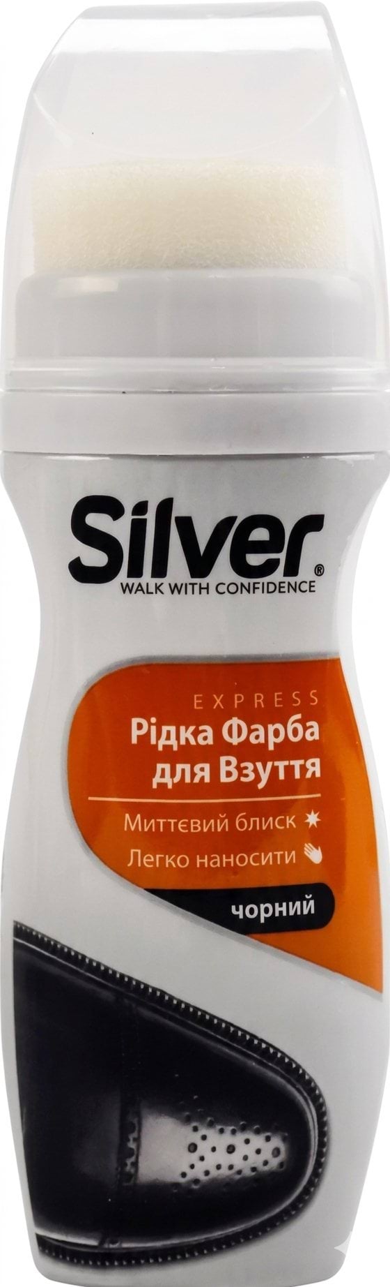 Фарба для взуття Silver рiдка чорна 75 мл