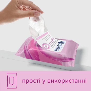 Вологі серветки Novita Intimate Пребіотик біолін для інтимної гігієни 15 шт. фото 5