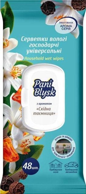 Вологі серветки Pani Blysk господарчі універсальні з клапаном та східним ароматом 48 шт. 1