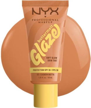 Тональна основа-тінт для обличчя NYX Professional Makeup Buttermelt Glaze SPF 30, 03 Cashew Butta 30 мл фото 1