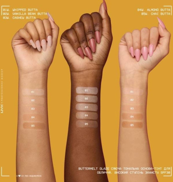 Тональна основа-тінт для обличчя NYX Professional Makeup Buttermelt Glaze SPF 30, 03 Cashew Butta 30 мл фото 5