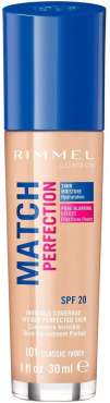 Тональная основа Rimmel Match Perfection 101 Classic Ivory 30 мл фото 2