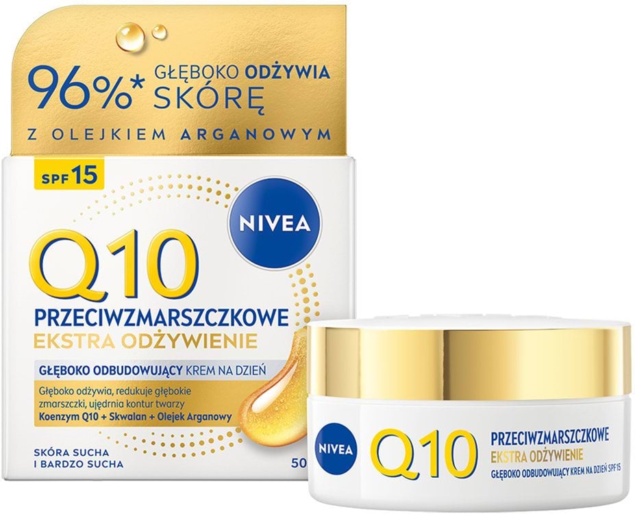 Крем денний NIVEA Q10 Інтенсивне живлення SPF15 проти зморщок відновлюючий 50 мл