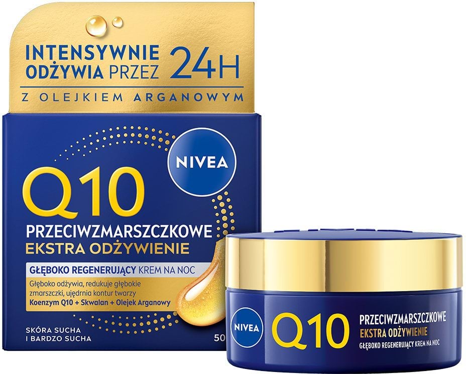 Крем нічний NIVEA Q10 Інтенсивне живлення проти зморщок відновлюючий 50 мл