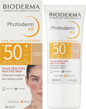 Тональный крем BIODERMA Photoderm AR Spf 50+ Tinted Sun Cream солнцезащитный оттенок Natural 30 мл фото 2