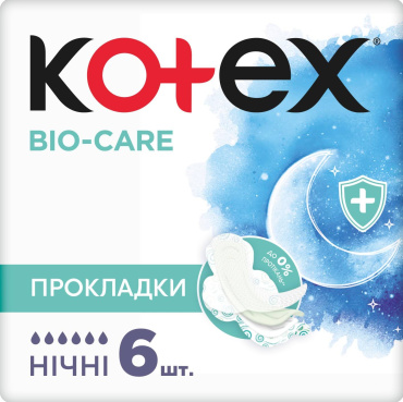 Прокладки Kotex Bio Care Night 6 шт.