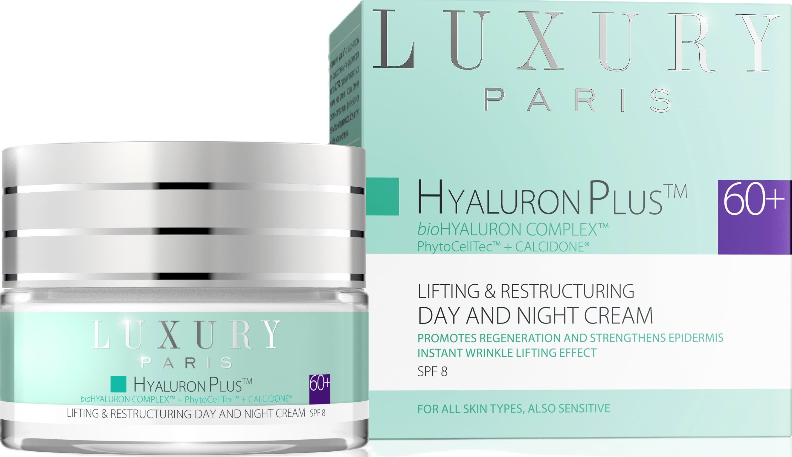 Luxury Paris крем для обличчя відновлюючий ліфтинг день/ніч 60+ Hyaluron Plus, 50 мл 1