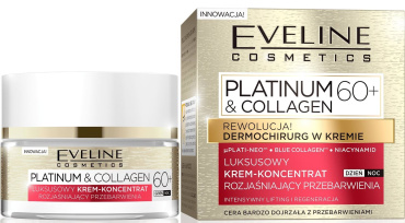 Крем-концентрат для лица Eveline Cosmetics Platinum & Collagen Concentrate Cream 60+ осветление пигментных пятен 50 мл