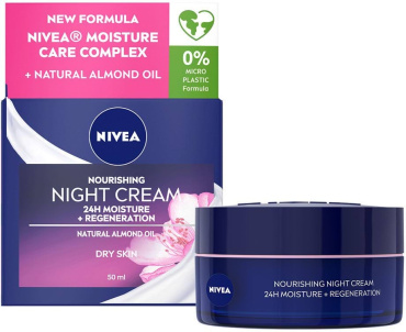 Крем для лица NIVEA Nourishing Night Cream интенсивное ночное увлажнение для чувствительной кожи 50 мл фото 3