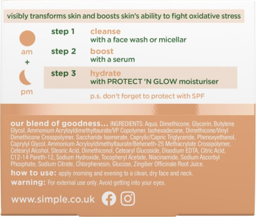 Гель-крем для обличчя Simple Protect n Glow Rest and Reset 72H Hydrating Gel зволожувальний 50 мл фото 3