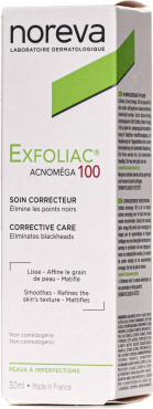Крем для обличчя Noreva Pharma Exfoliac Acnomega 100 для жирної проблемної шкіри схильної до акне 30 мл фото 2