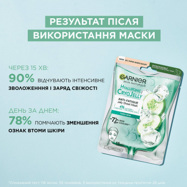 Маска-желе для лица Garnier Skin Naturals Hyaluronic Cryo Jelly гиалуроновая тканевая с охлаждающим и увлажняющим эффектом 27 г фото 4