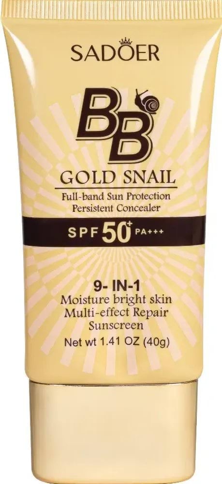 ВВ-крем для обличчя Sadoer Gold Snail SPF 50+ PA+++ 9 в 1 з муцином равлика відтінок 01, 40 мл — фото 1