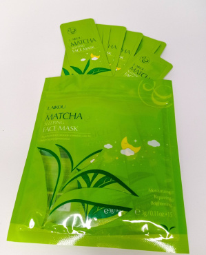 Маска для лица Laikou Matcha Sleeping Face Mask ночная с зеленым чаем 5 г x 12 шт. фото 3