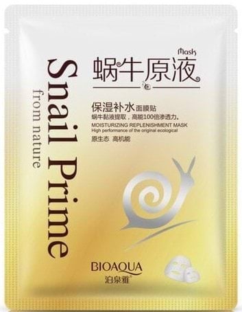 Маска для обличчя BIOAQUA Mask Snail Prime тканинна зволожуюча зі слизом равлика 30 г 2
