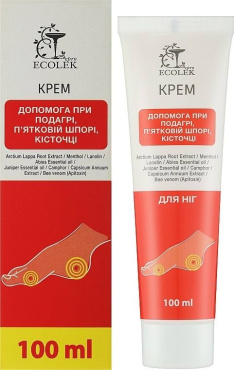 Крем для ніг Ekolek Допомога при подагрі, п'ятковій шпорі, кісточці 100 мл