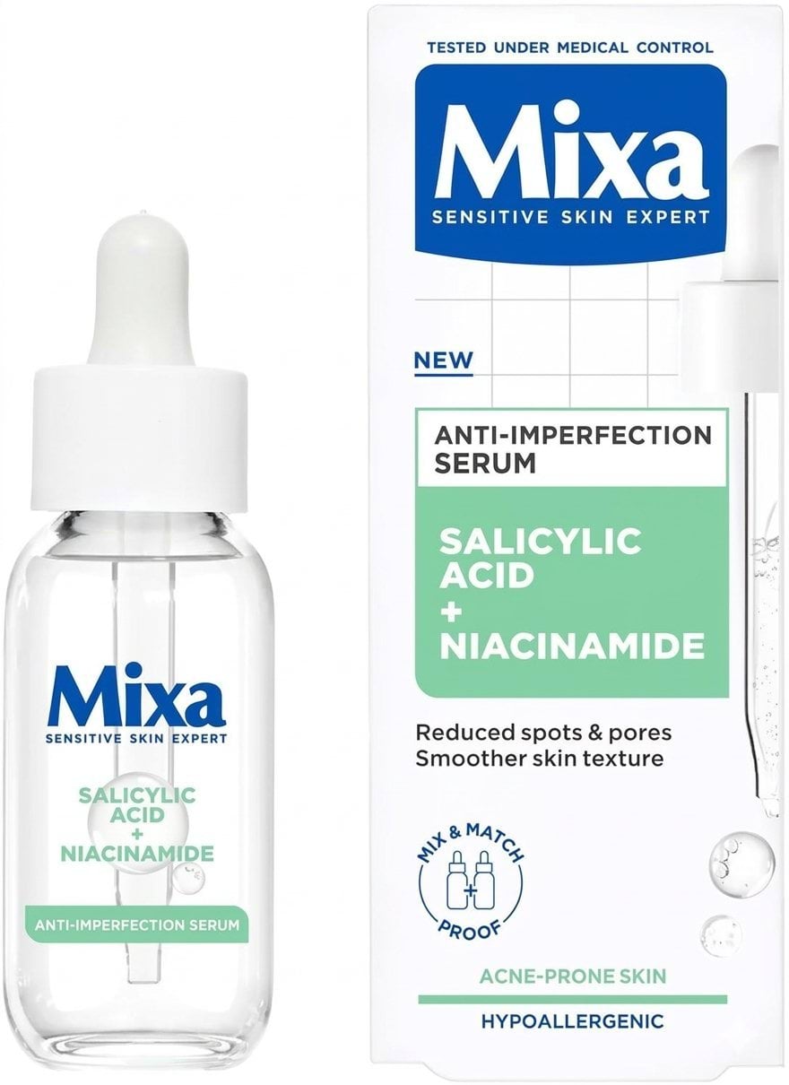 Сироватка Mixa Anti-Imperfection Serum для проблемної чутливої шкіри з саліциловою кислотою та ніацинамідом 30 мл
